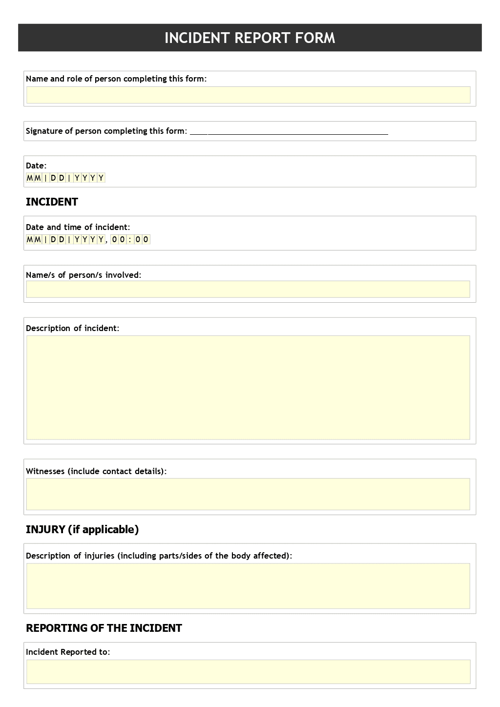 Incident Report Template | Onlyoffice for Incident Report Form Sample Templates