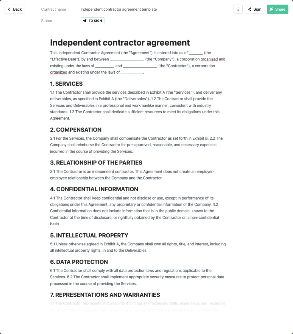 Independent Contractor Agreement Template - Free To Use for Contract Agreement Template Sample