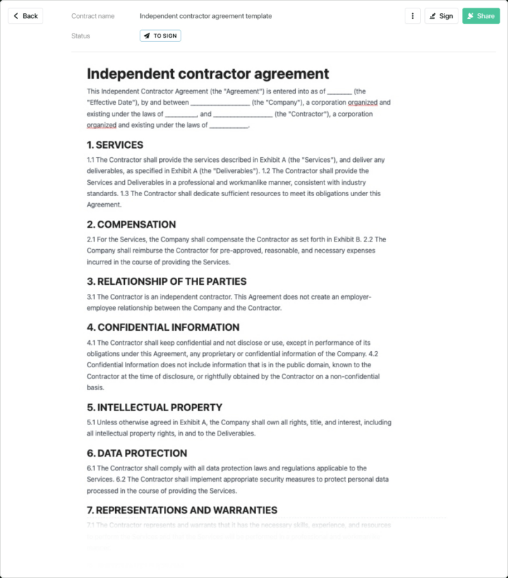 Agreement Template Sample