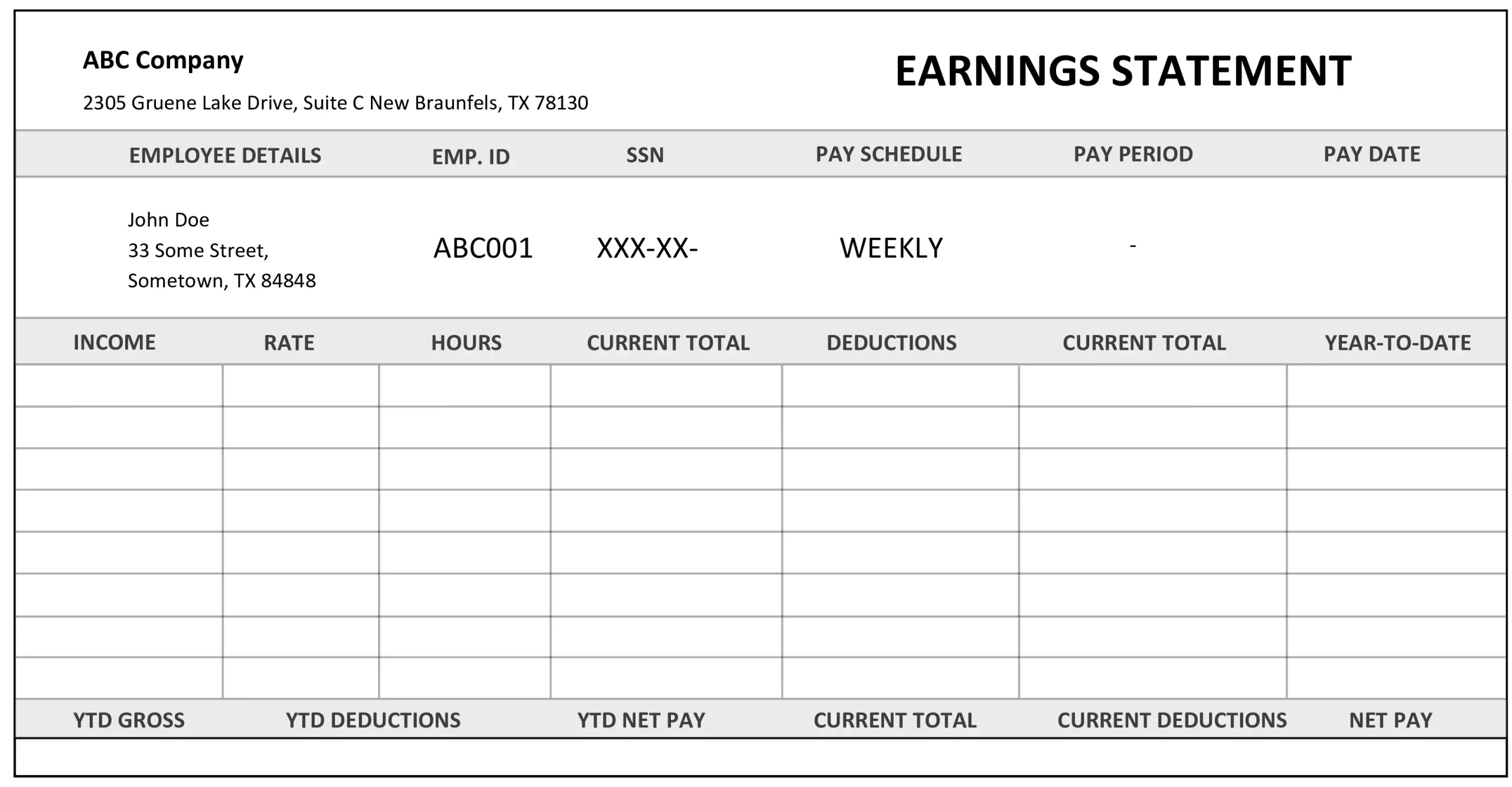 Independent Contractor Pay Stub Template ≡ Fill Out Pdf Forms Online inside Paycheck Stub Template Sample