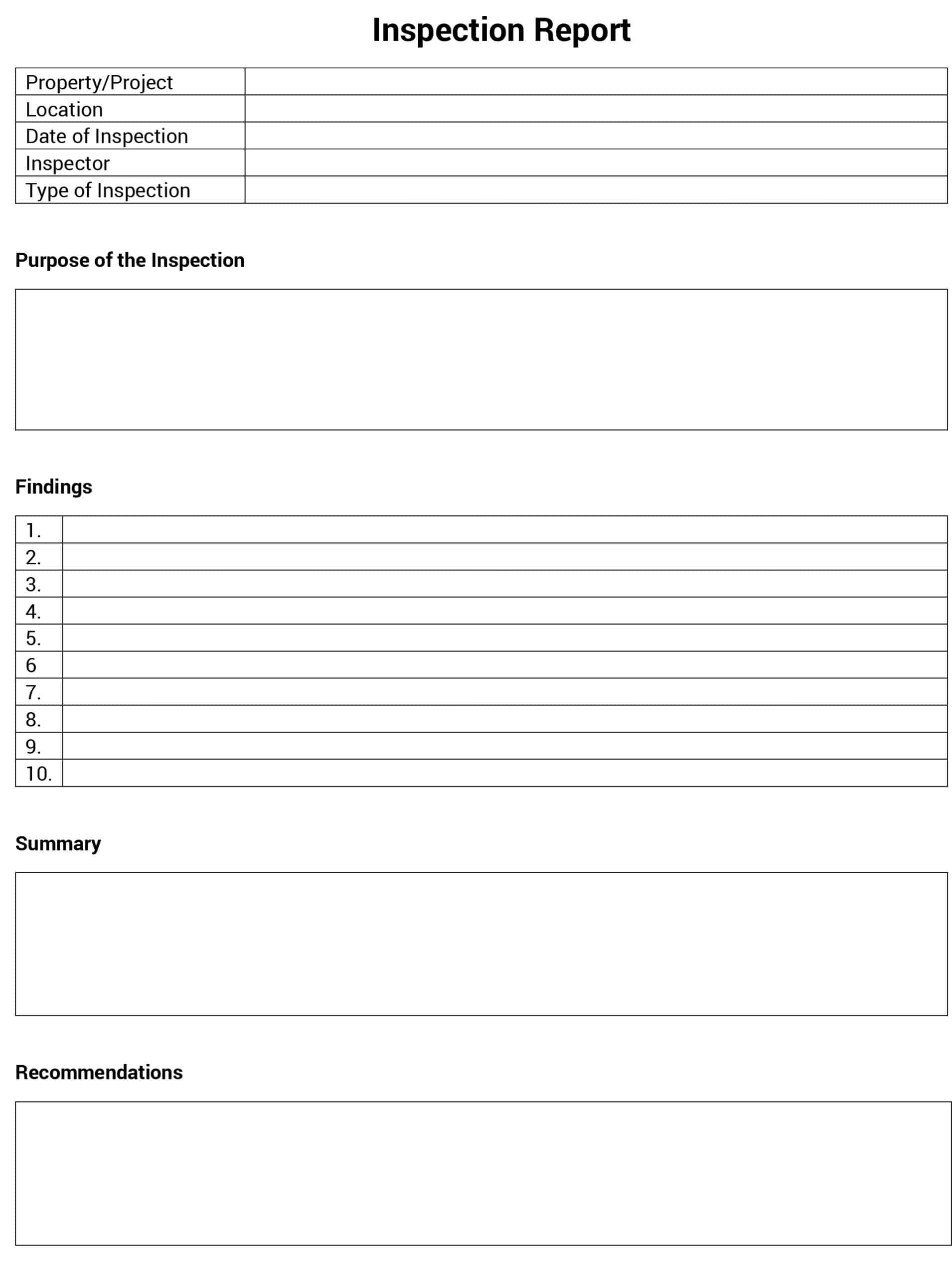 Inspection Report Templates: Download &amp;amp; Print For Free! pertaining to Inspection Report Template Sample