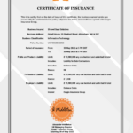 Insurance Certificate Template For Document Generation Regarding Certificate Of Insurance Template Sample