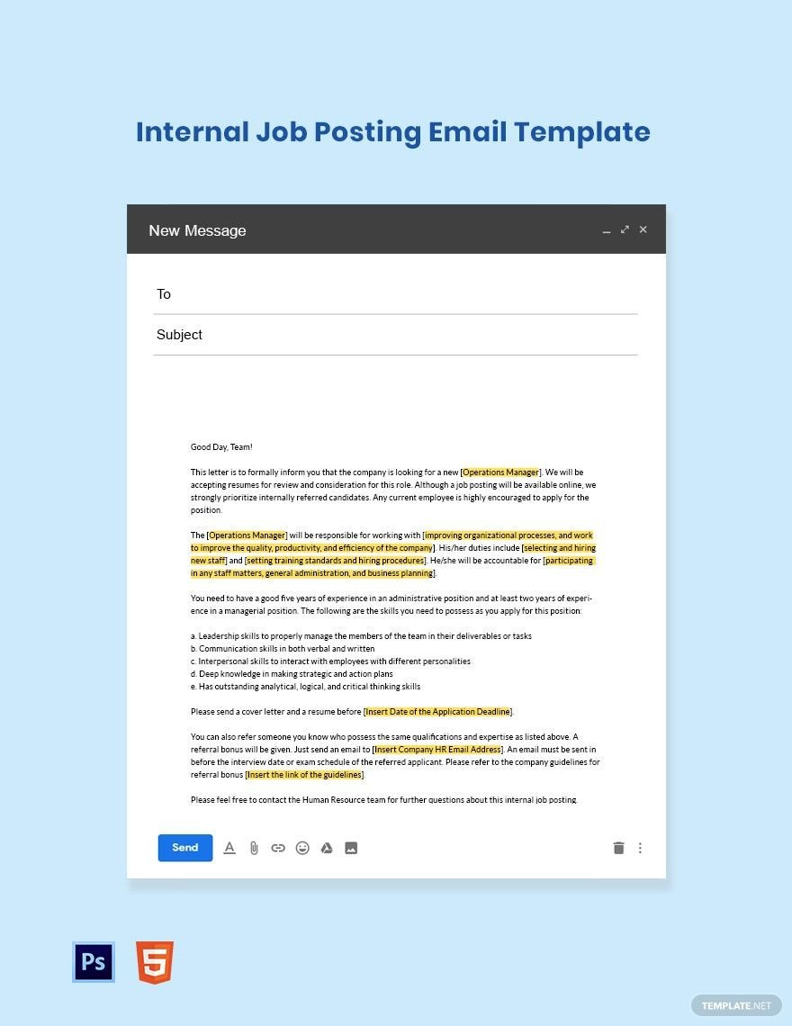 Internal Job Posting Email Template In Psd - Download | Template in Internal Job Posting Sample Template