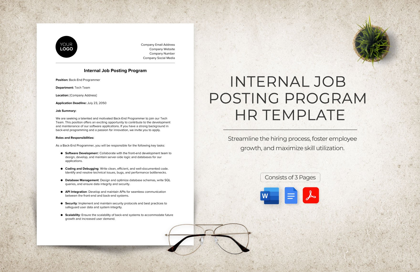 Internal Job Posting Program Hr Template In Word, Pdf, Google Docs within Internal Job Posting Sample Template