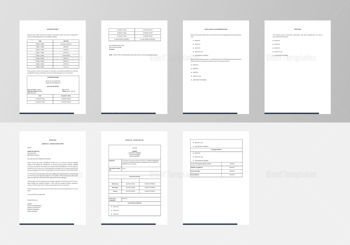 Internship Report Template In Word, Google Docs, Apple Pages within Internship Journal Sample Template