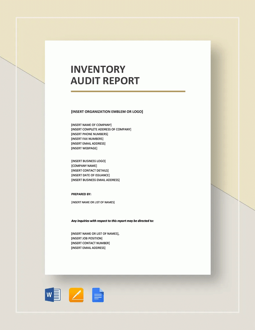 Inventory Audit Report Template In Google Docs, Word, Pages inside Sample Audit Report Template