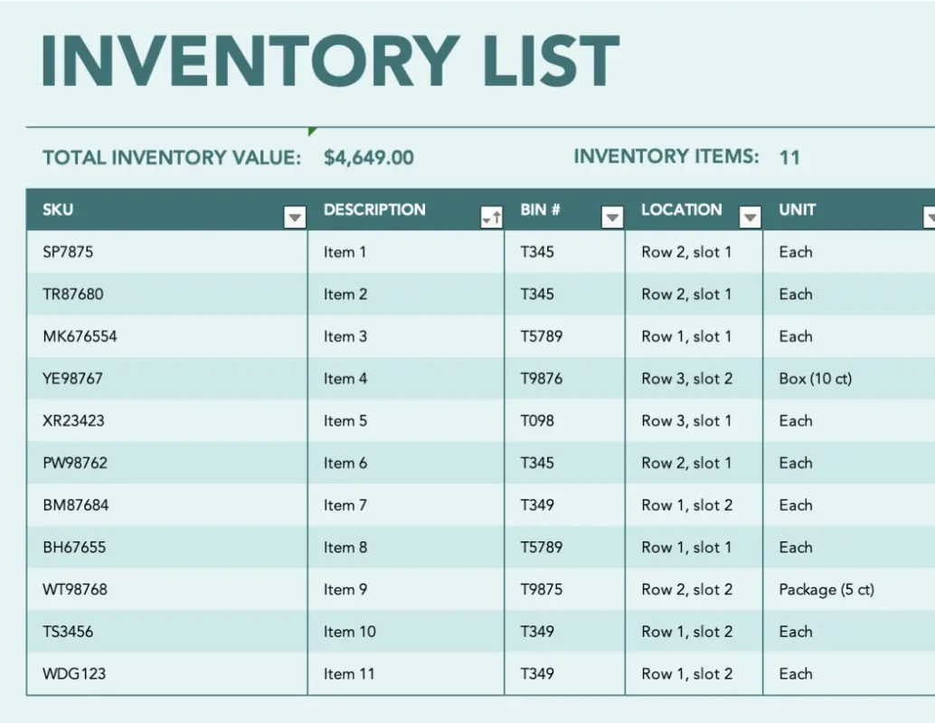 Inventory Templates | Microsoft Create for Inventory Sample Template