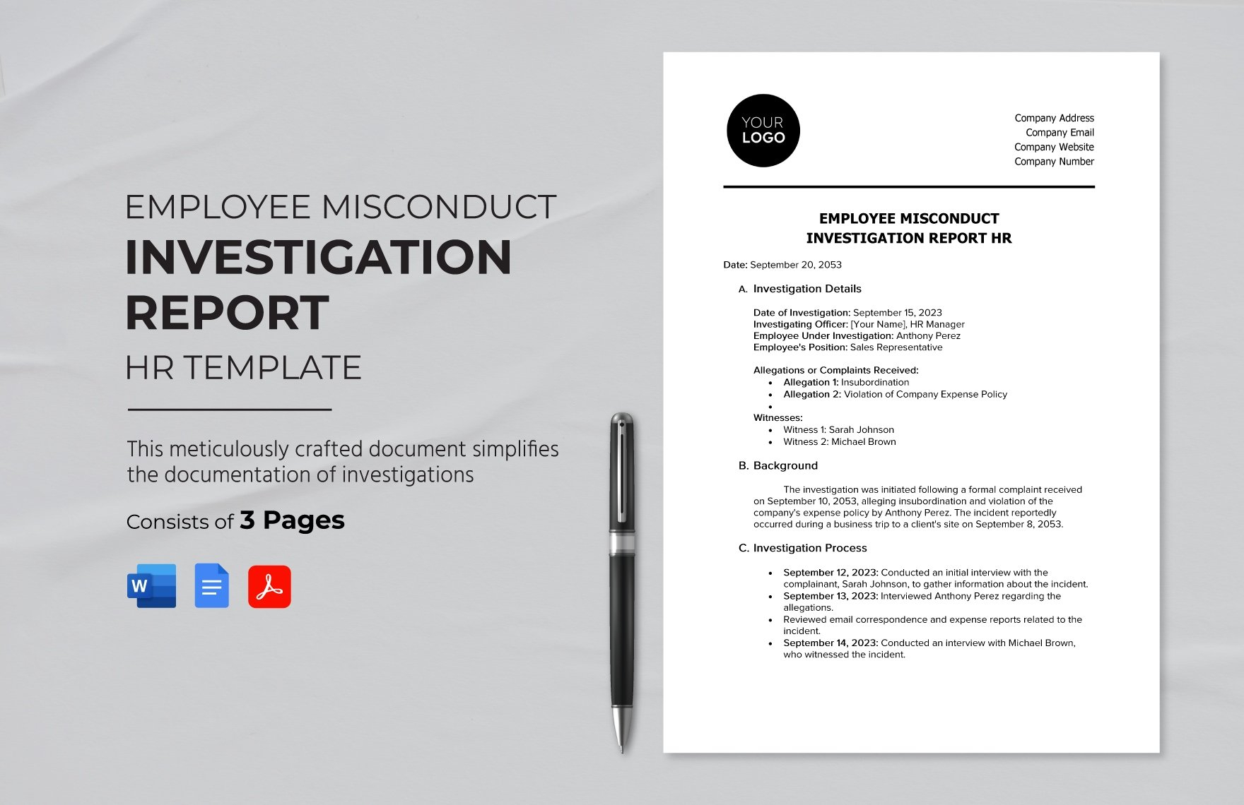 Investigation Report Templates In Pdf - Download | Template regarding Sample Investigation Report Template