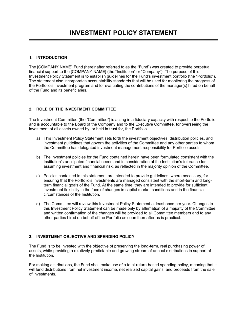 Investment Policy Statement Template 2024 [Download .Docx with regard to Investment Policy Statement Sample Template