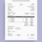 Invoice For Services Rendered Template   Excel | Google Sheets Throughout Invoice For Services Rendered Template Sample