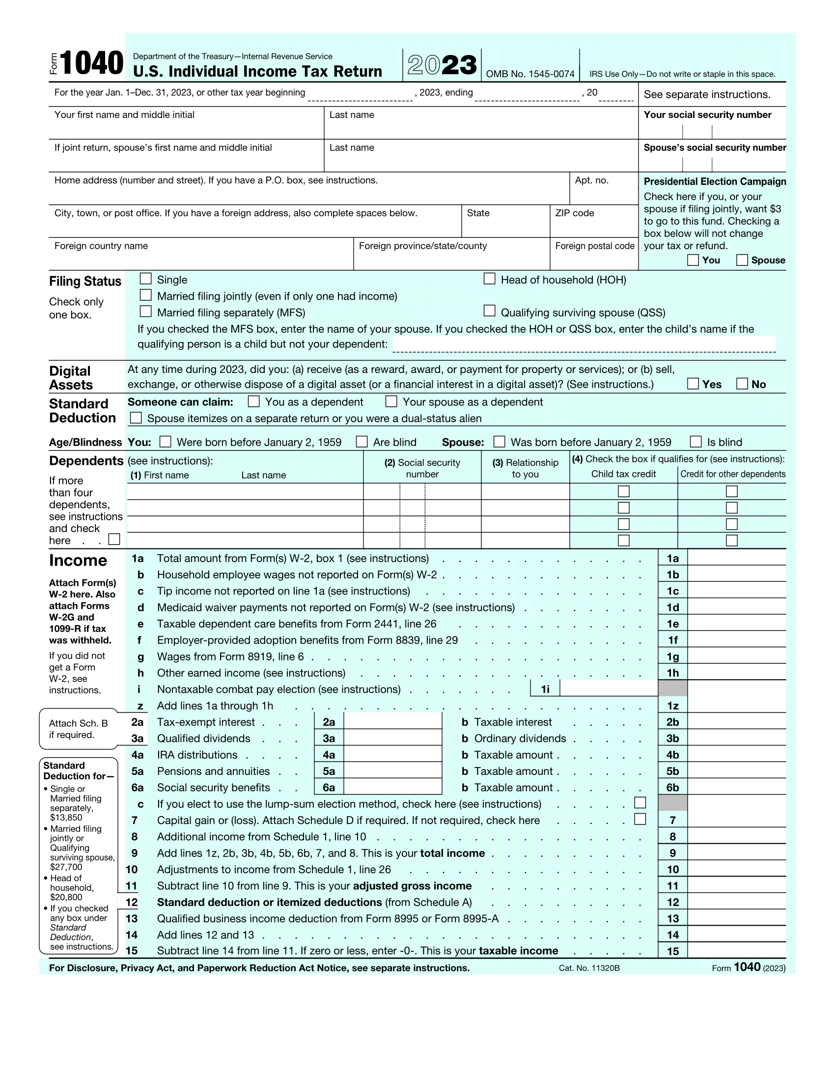 Irs Form 1040 | U.s. Individual Income Tax Return | Pdf intended for IRS Sample Template for Healthcare Providers