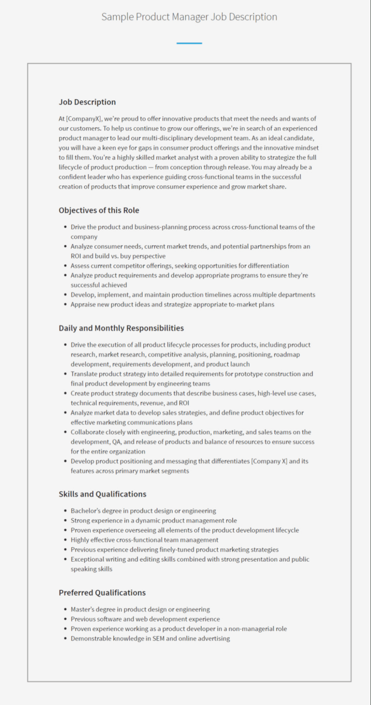 Job Description Sample Template