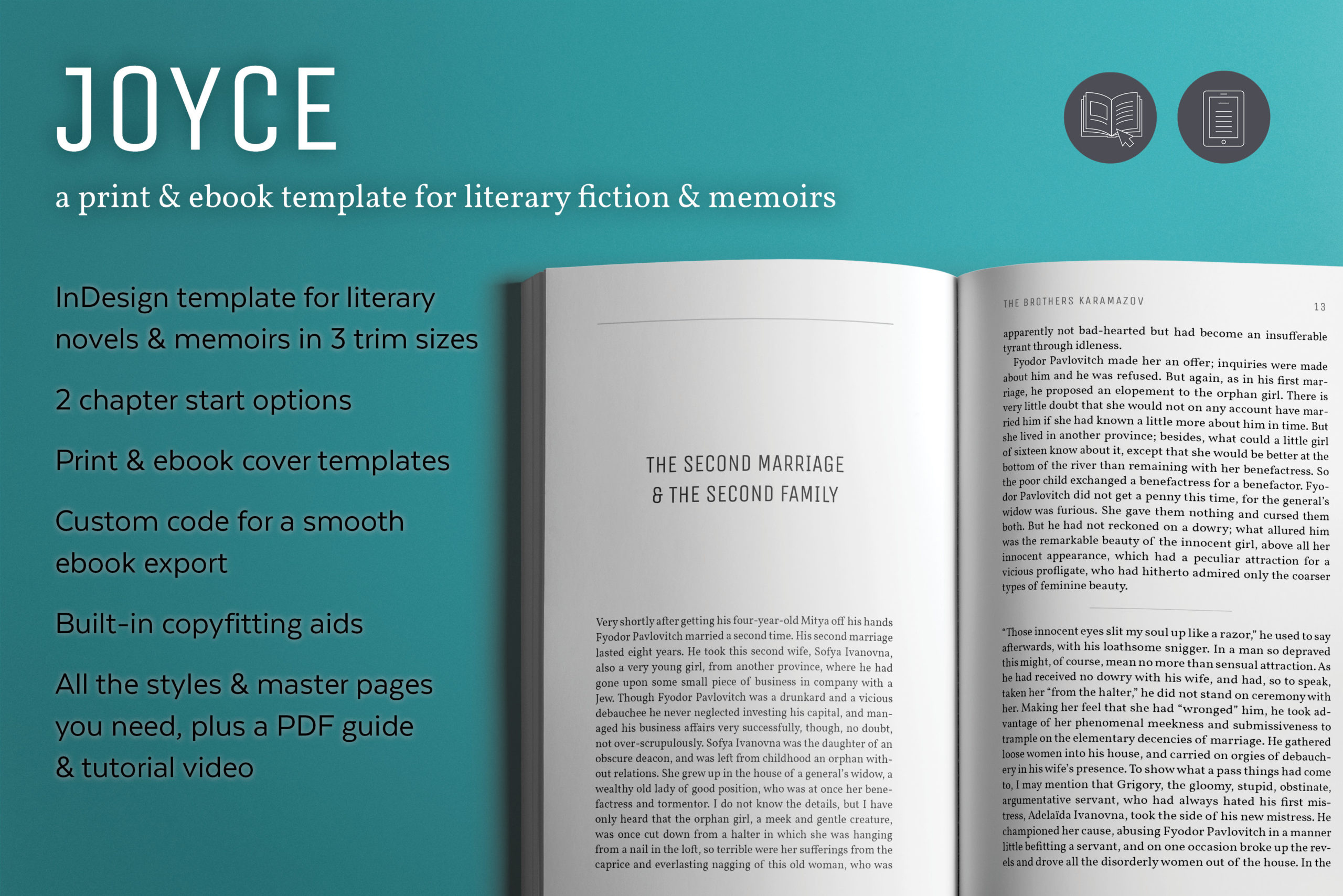 Joyce, A Literary Book Design Template with Book Sample Template