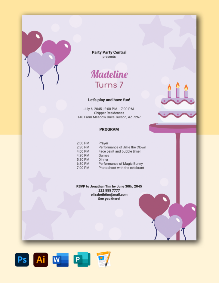 Birthday Party Program Sample Template