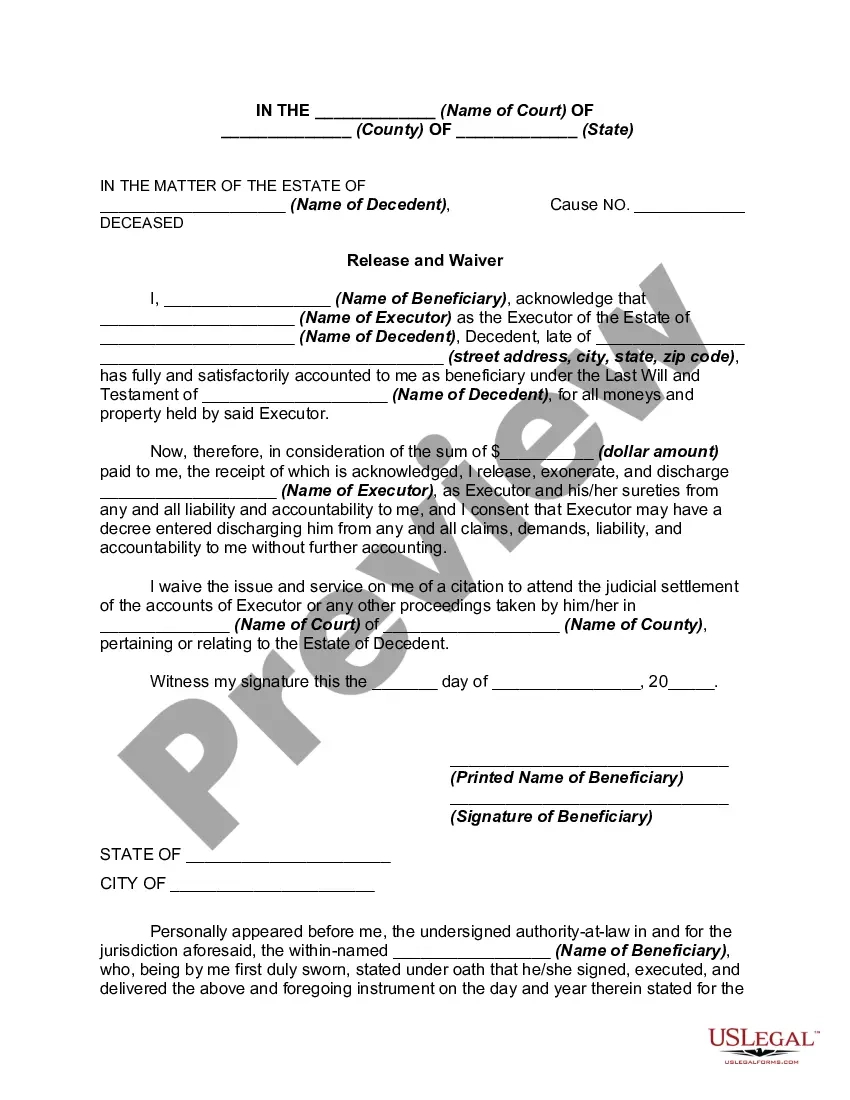 Kings New York Release And Exoneration Of Executor On Distribution regarding Free Executor Letter Sample Template