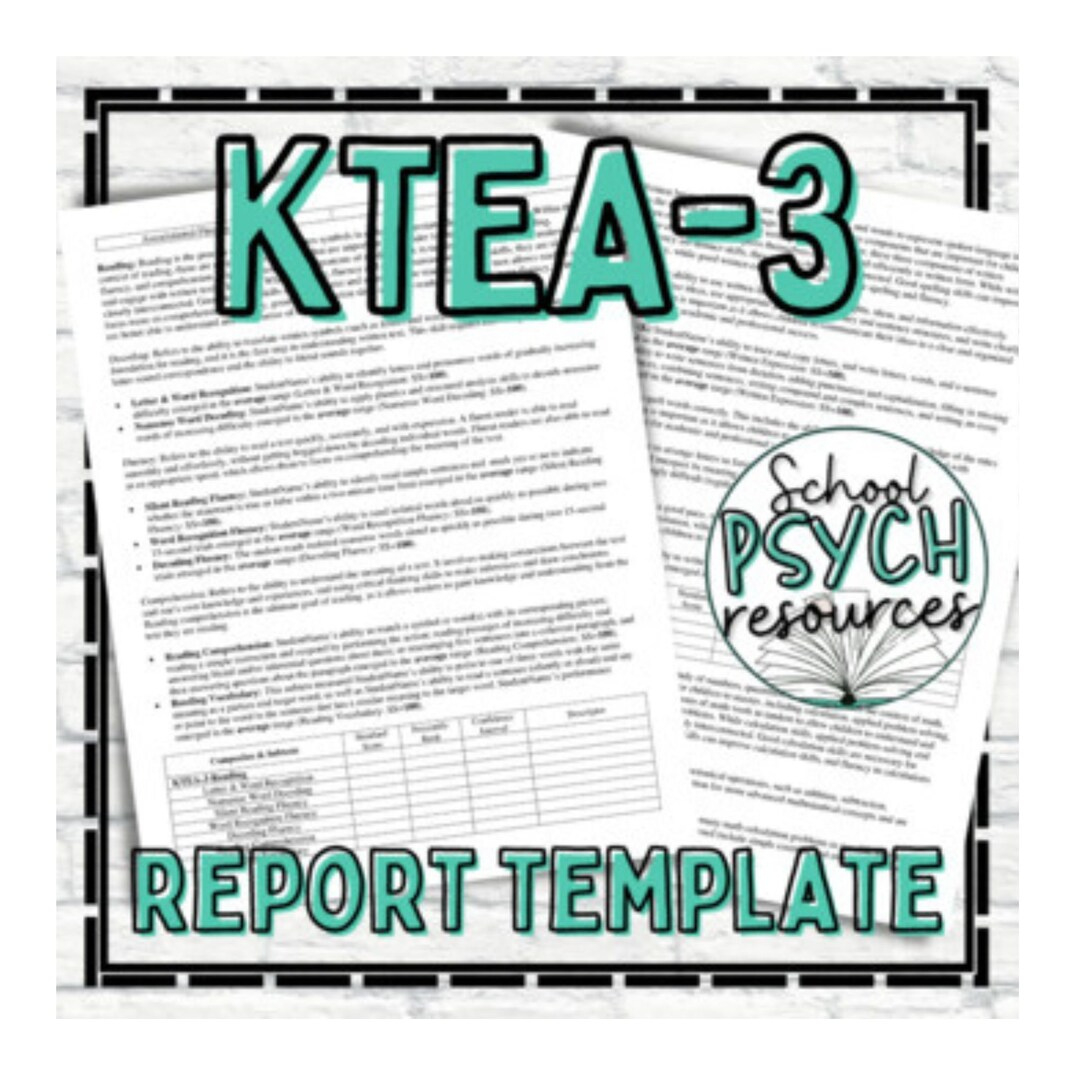 Ktea-3 Report Template Shell School Psychology Special Education with regard to Ktea 3 Sample Report Template