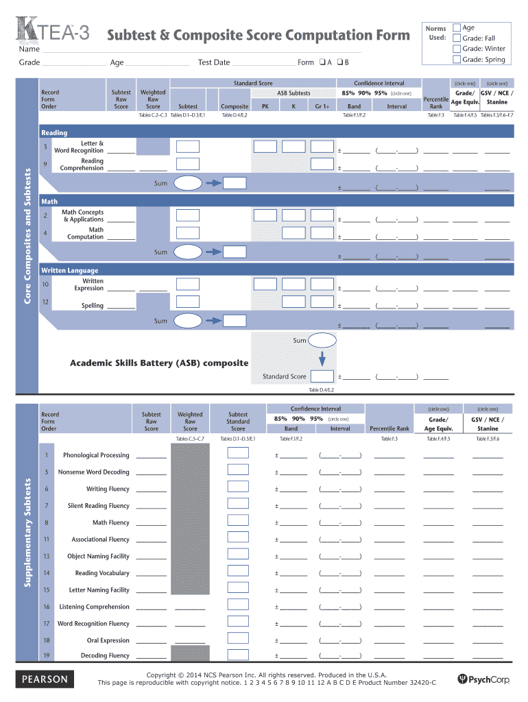 Ktea 3 Scoring Manual Pdf: Fill Out &amp;amp; Sign Online | Dochub intended for Ktea 3 Sample Report Template