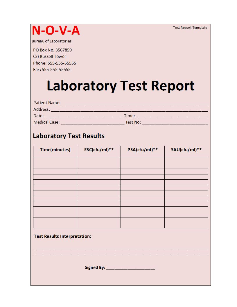 Laboratory Test Report Template For Weekly Test Report Template within Test Report Sample Template