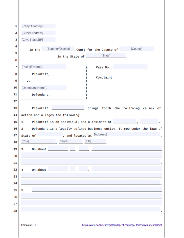 Complaint Form Sample Template