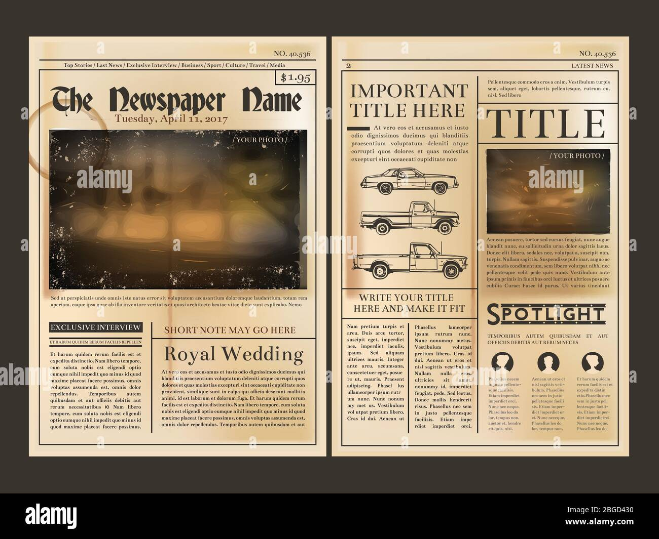 Layout Design. Front Page Of Vintage Newspaper. Vector regarding Newspaper Layout Template Sample