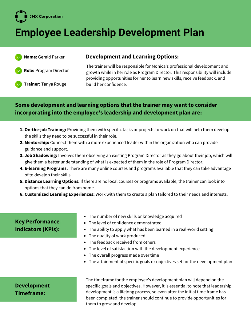 Leadership Development Plan Template - Venngage with Leadership Development Plan Sample Template