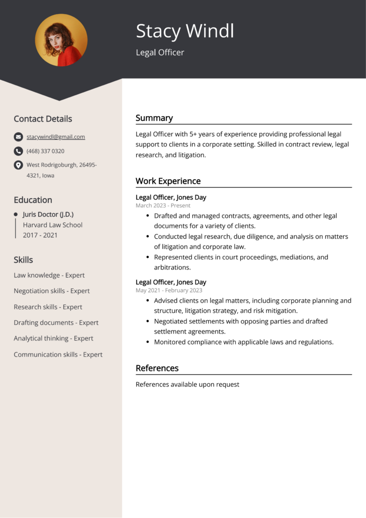 Lawyer Resume Template Sample