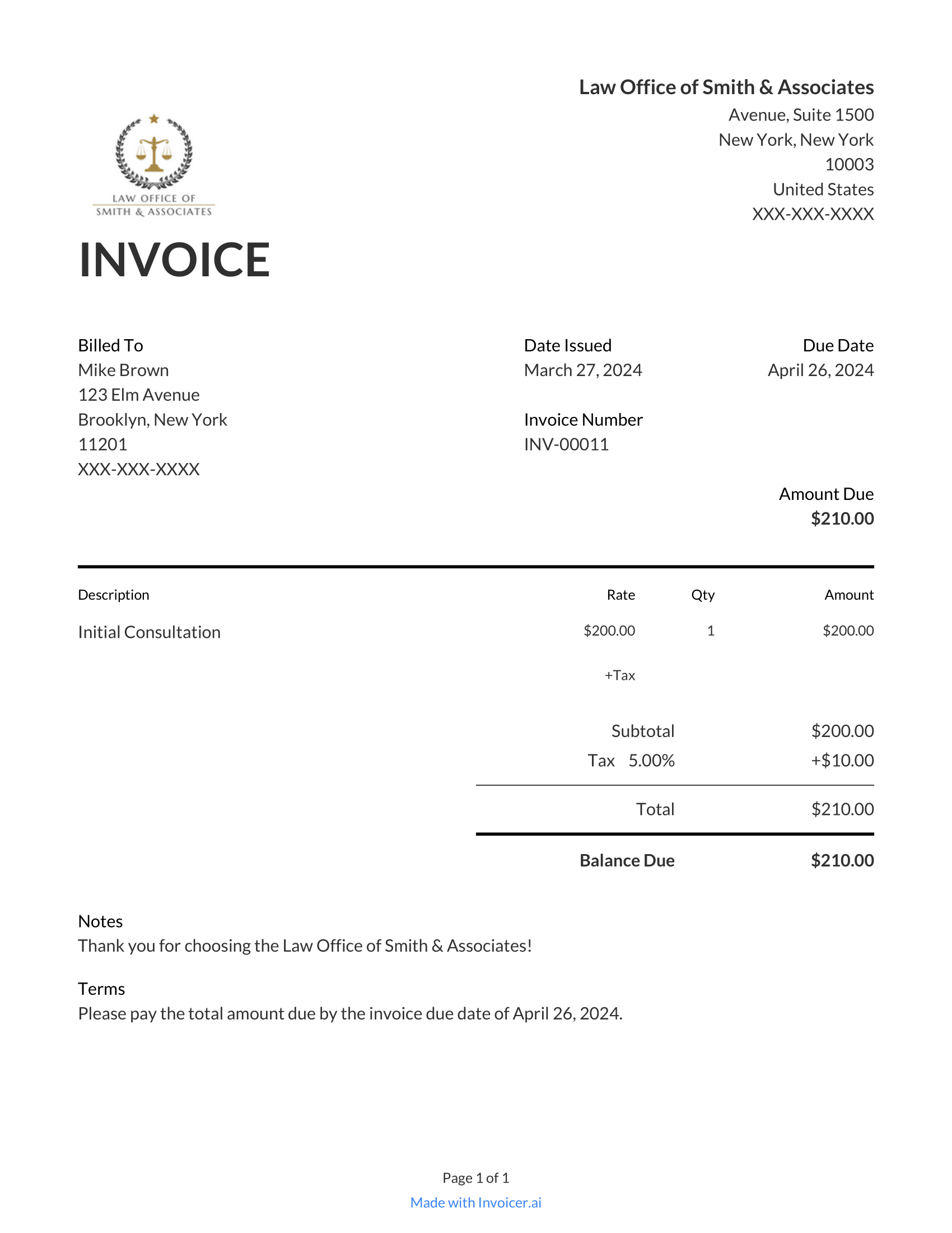 Legal Services Invoice Templates in Legal Invoice Sample Template