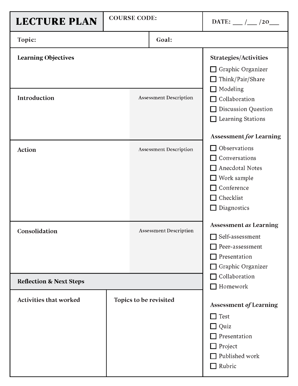 Lesson Plan Template Download In Word Or Pdf | Top Hat in Lesson Plan Template Sample