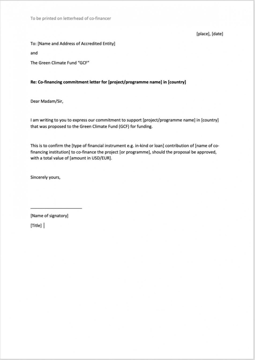 Letter Of Commitment Template – Great Professional Throughout throughout Commitment Letter Template Sample