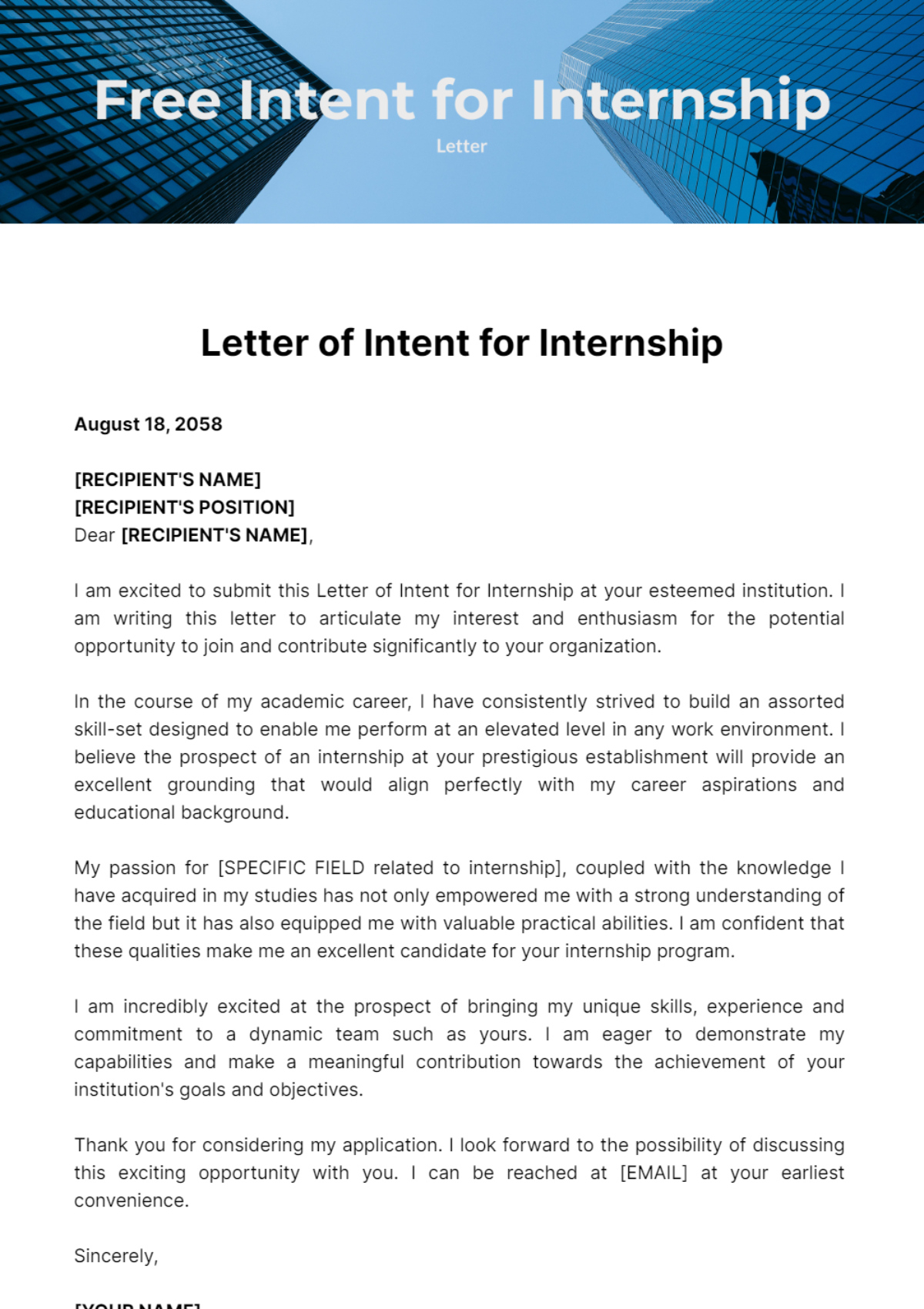 Letter Of Intent For Internship Template - Edit Online &amp;amp; Download regarding Internship Letter of Intent Sample Template