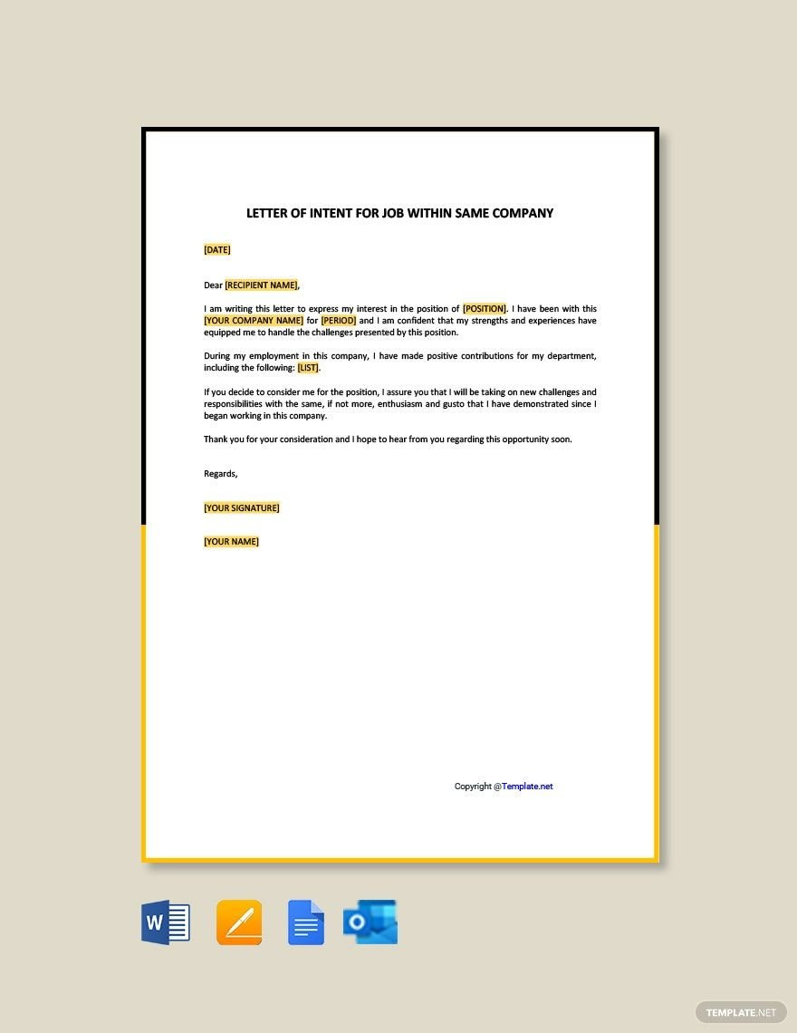 Letter Of Intent For Job Within Same Company In Google Docs, Pages in Letter of Intent to Hire Sample Template