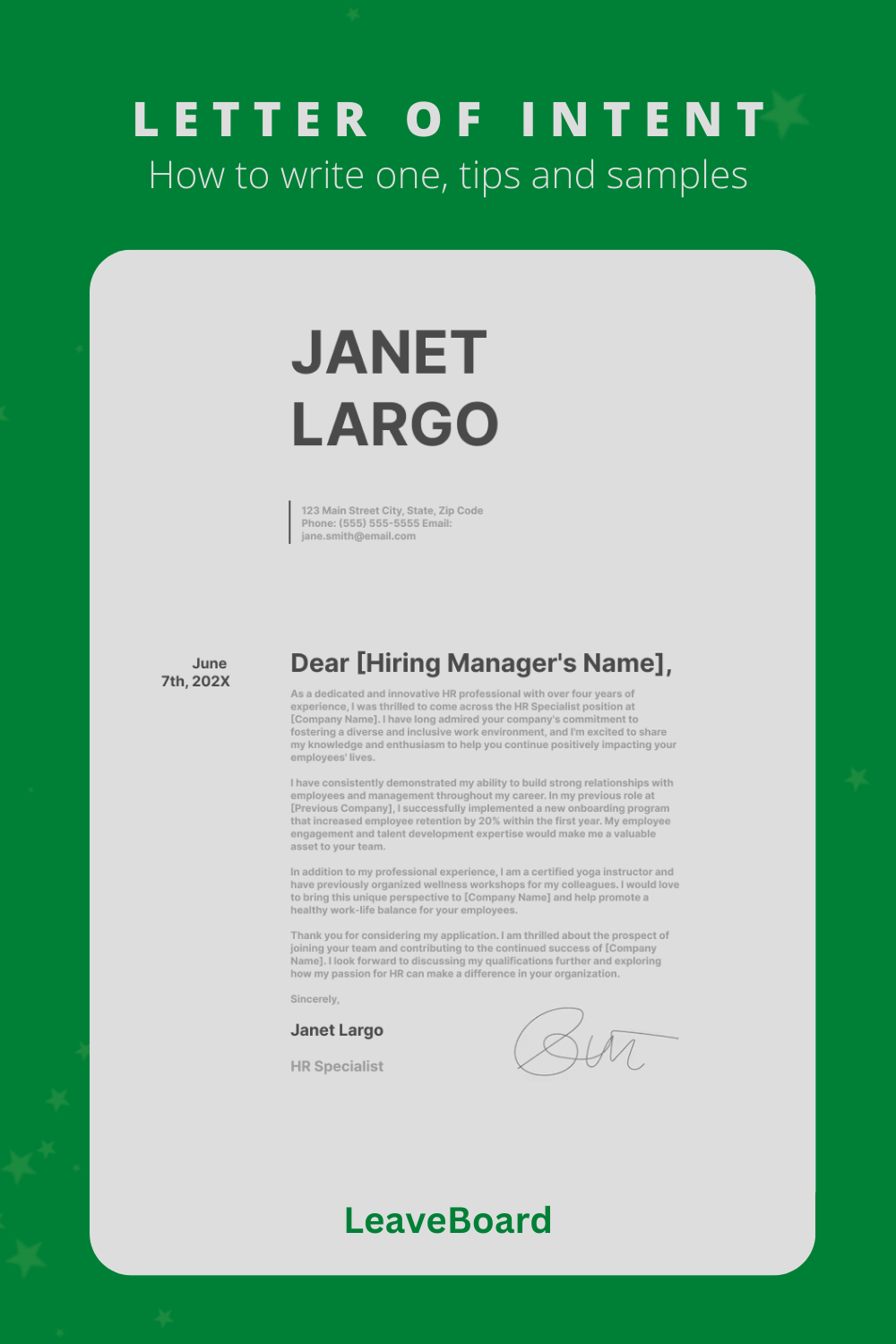 Letter Of Intent Samples That Unlock New Job Opportunities| Leave in Letter Of Intent To Hire Sample Template