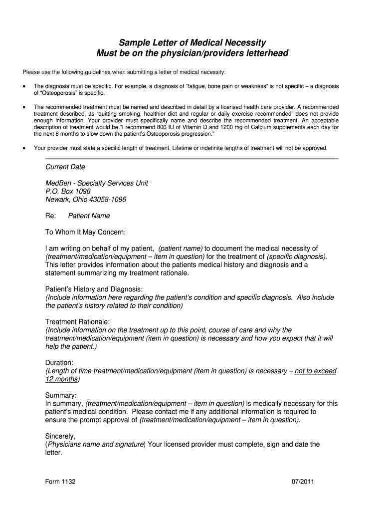 Letter Of Medical Necessity Template intended for Letter Of Medical Necessity Template Sample