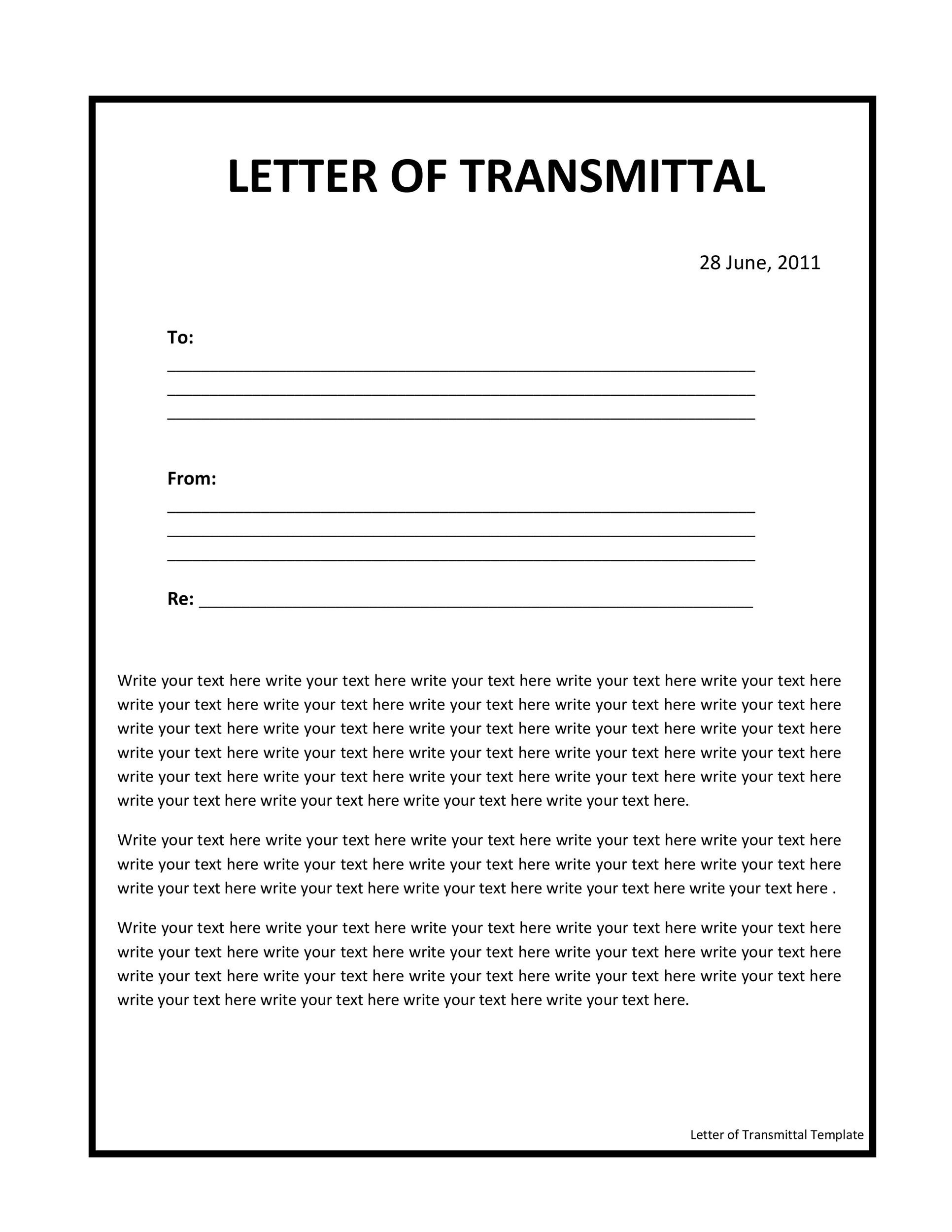 Letter Of Transmittal - 40+ Great Examples &amp;amp; Templates ᐅ Templatelab throughout Transmittal Letter Template Sample