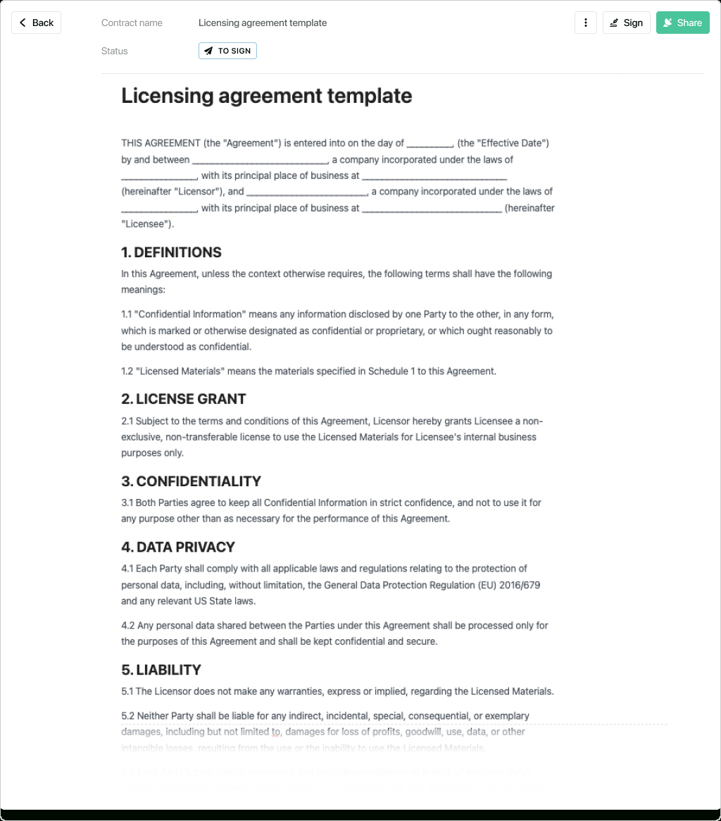 Free Licensing Agreement Sample Template | Template Samples