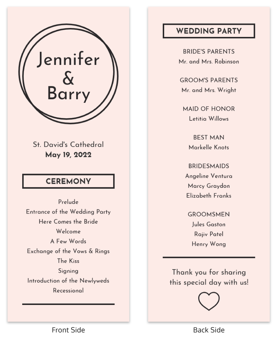 Light Pink Wedding Program Template - Venngage with regard to Wedding Program Sample Template