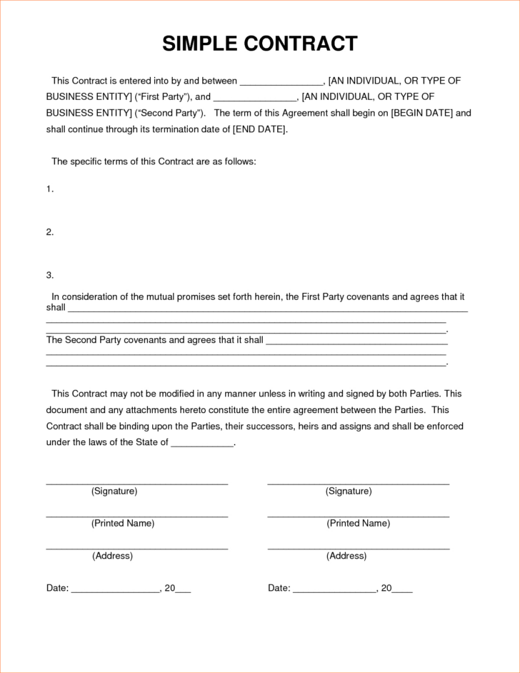 Agreement Contract Sample Template