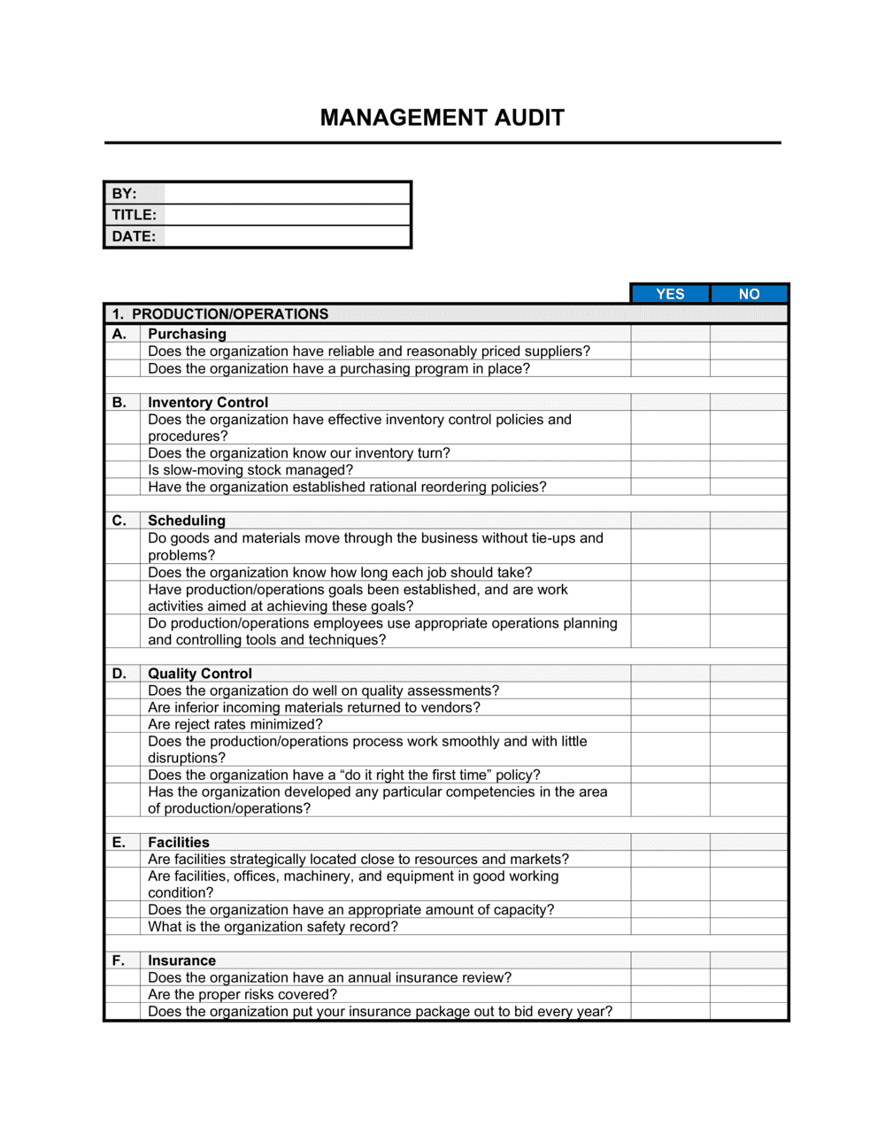 Management Audit Template 2024 [Download .Docx] | Business In A Box™ with Sample Audit Template