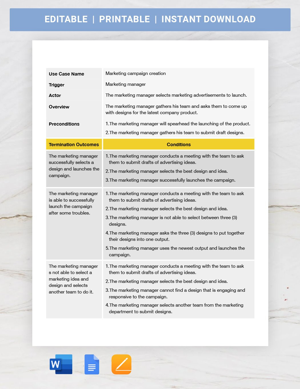 Marketing Use Case Template In Pages, Word, Google Docs - Download intended for Use Case Sample Template