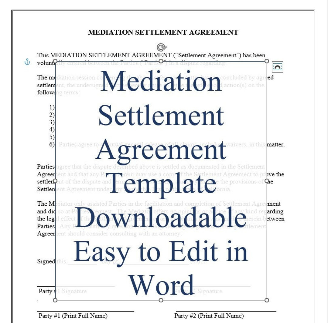 Mediation Settlement Agreement, Mediation Agreement Template within Mediation Agreement Template Sample