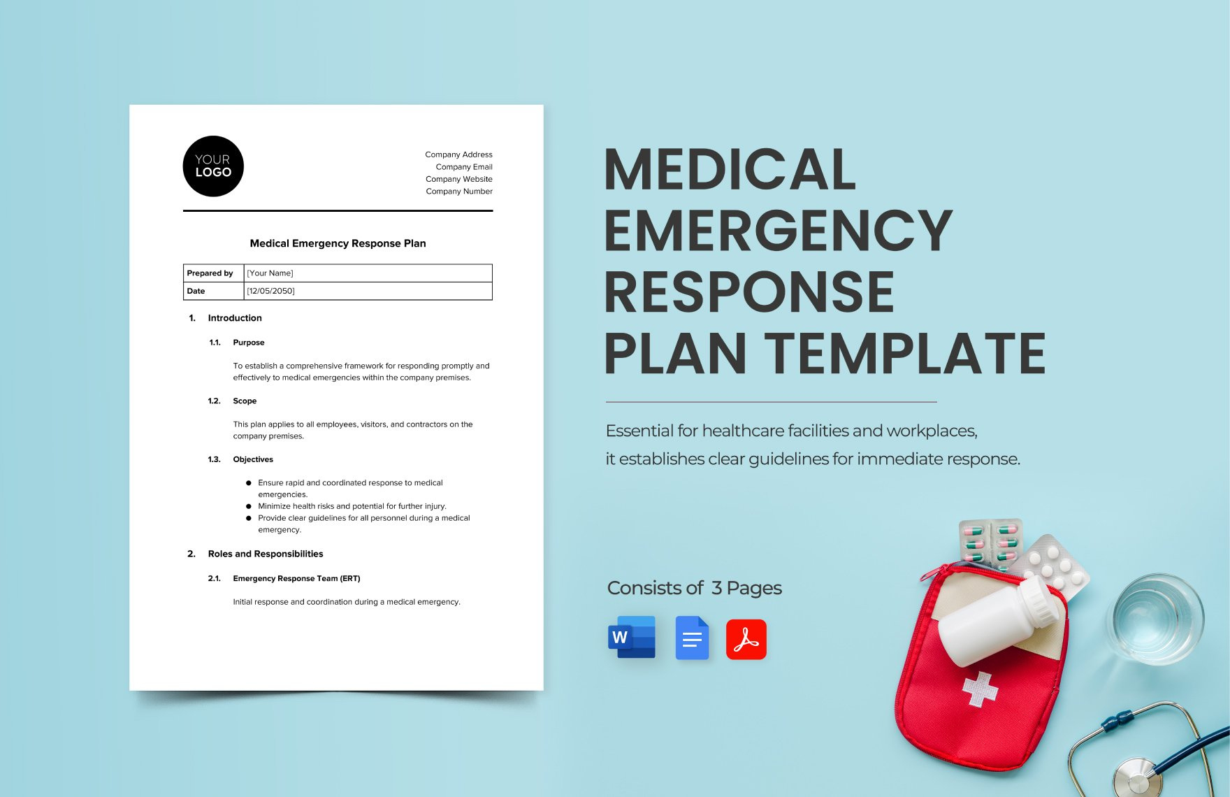 Medical Emergency Response Plan Template In Word, Pdf, Google Docs for Emergency Response Plan Template Sample