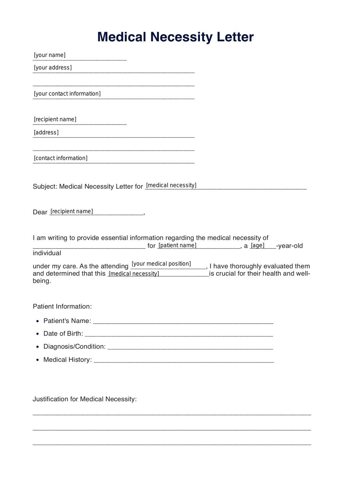 Medical Necessity Letter Template &amp;amp; Example | Free Pdf Download within Letter Of Medical Necessity Template Sample