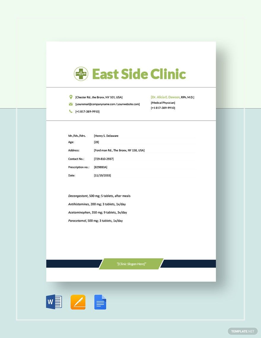 Medical Prescription Format Template In Word, Pages, Google Docs with regard to Prescription Sample Template