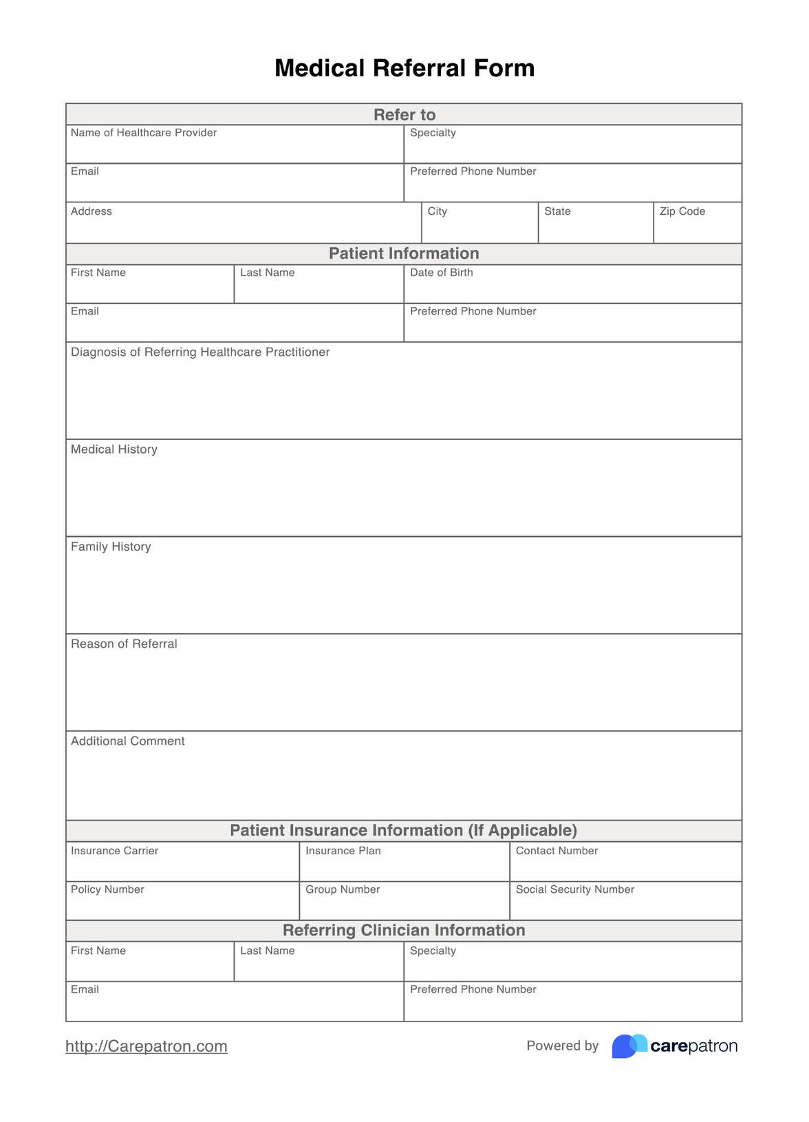 Medical Referral Form &amp;amp; Template | Free Pdf Download throughout Medical Form Template Sample