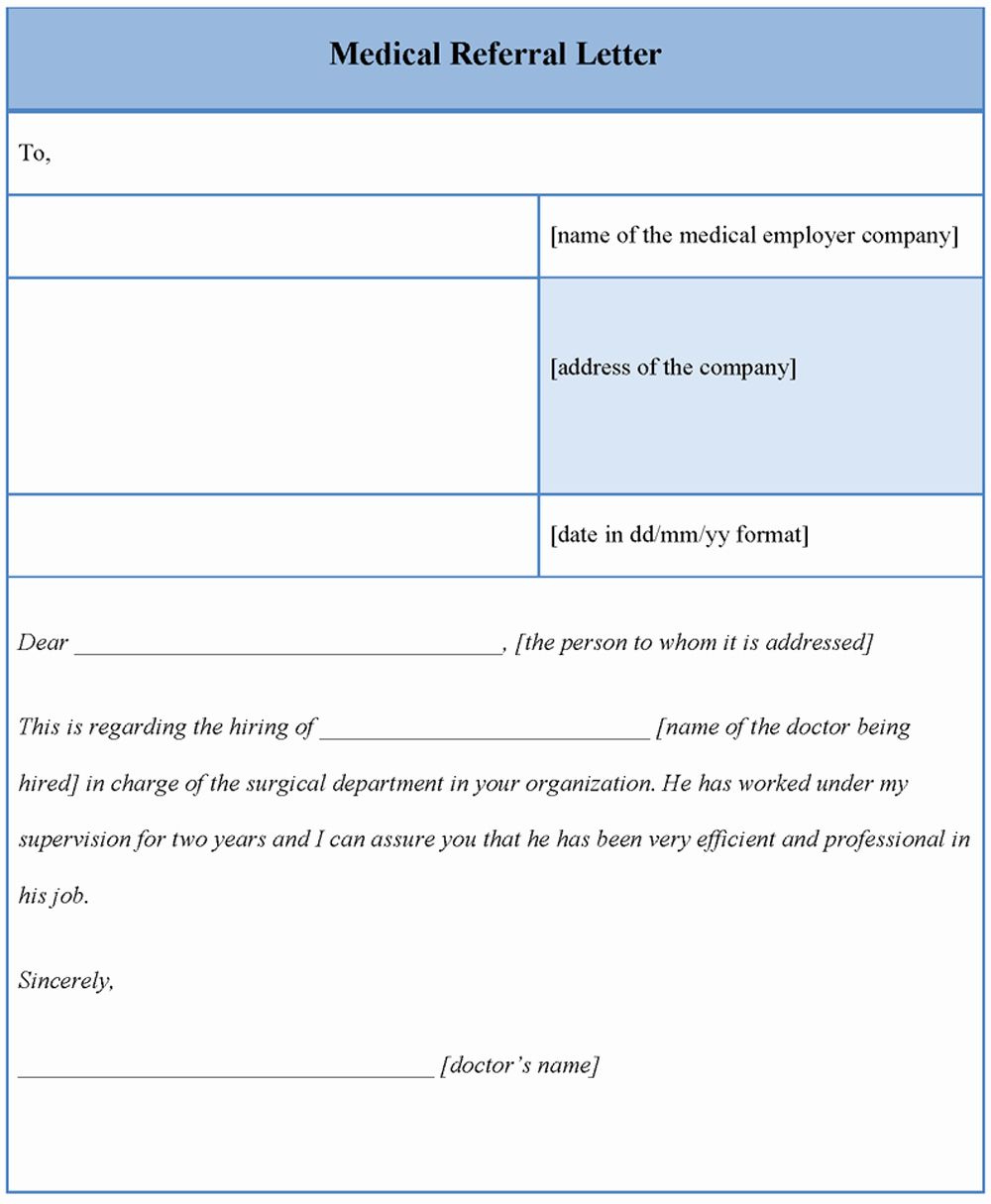 Medical Referral Form Template regarding Medical Referral Letter Template Sample