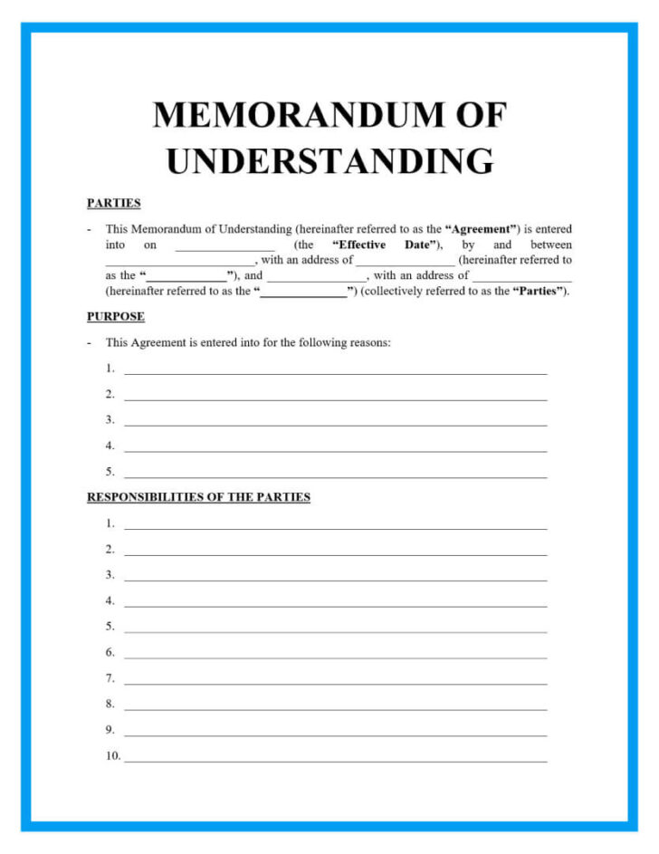 Memorandum of Agreement Template Sample