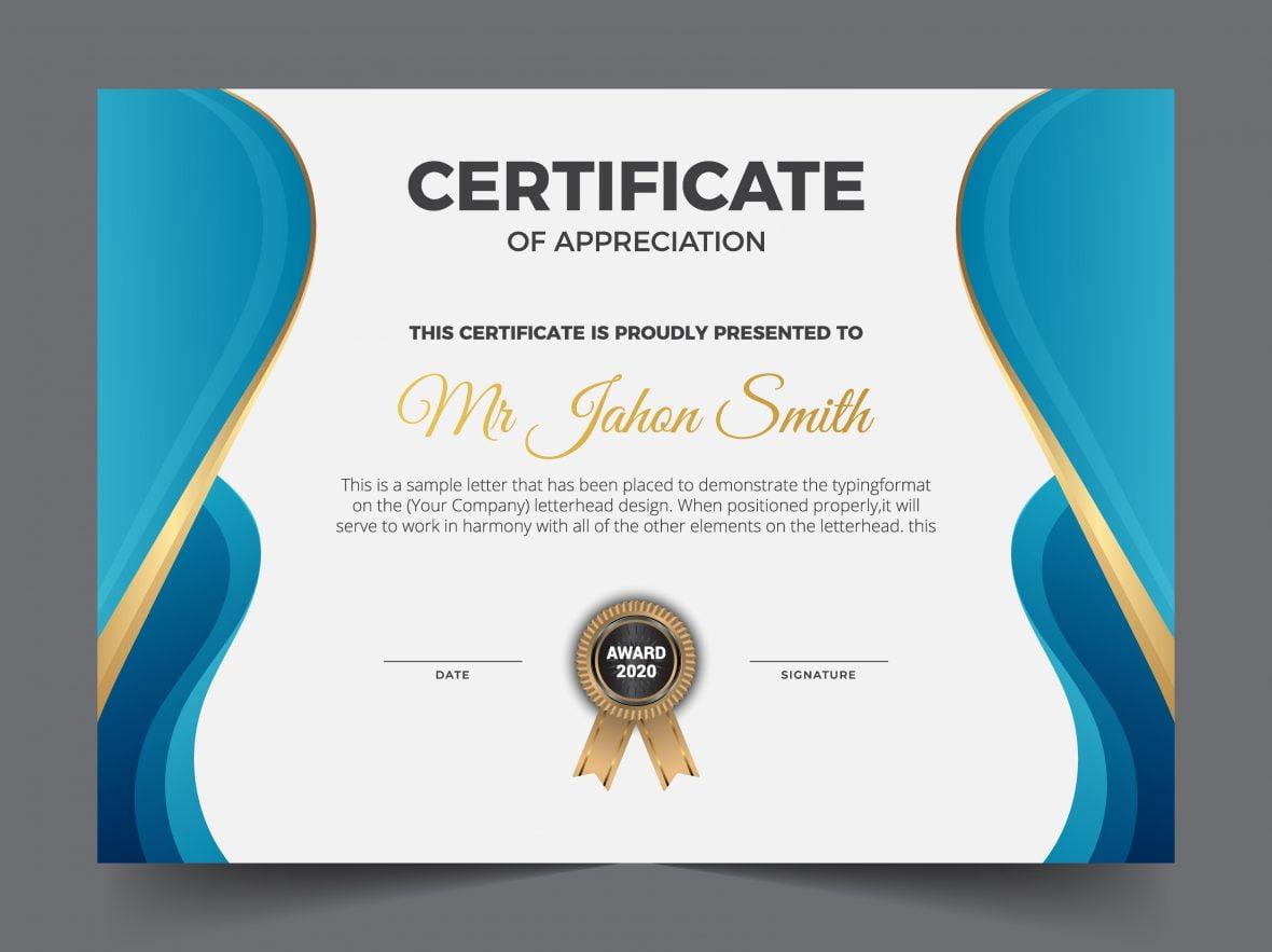 Modern Certificate Award Template Design Vector Illustration with Award Certificate Template Sample