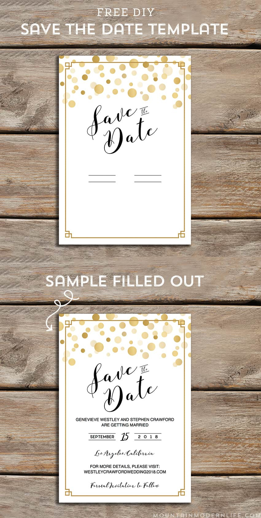 Modern Diy Save The Date Free Printable | Mountainmodernlife with regard to Free Save The Date Sample Templates