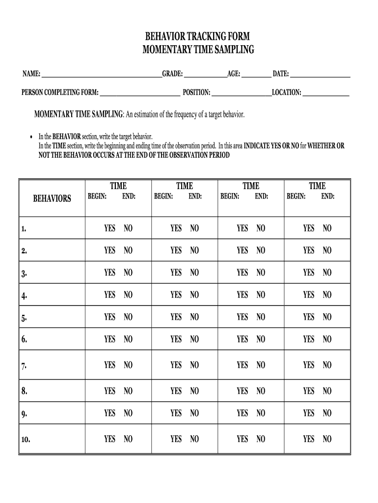 Momentary Time Sampling Commonly: Fill Out &amp;amp; Sign Online | Dochub inside Time Sampling Template