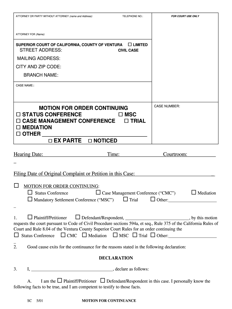 Motion For Continuance Example: Fill Out &amp;amp; Sign Online | Dochub throughout Motion for Continuance Sample Template